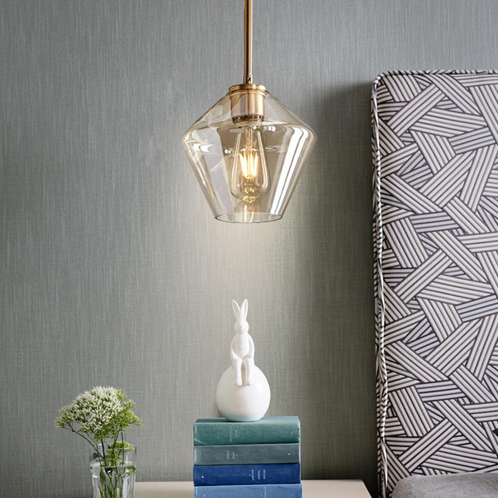 June Pendant Light Glass, Clear/Amber Diamond shape - Neutral Decor