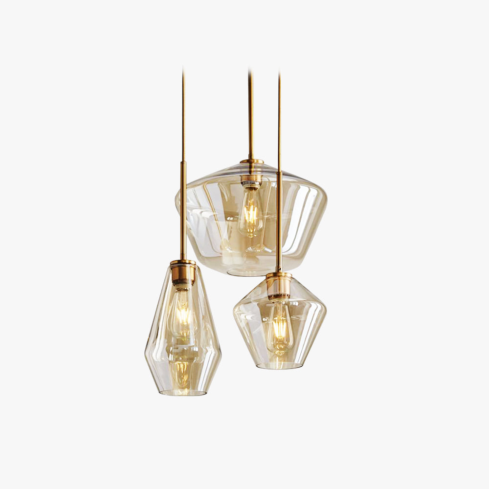 June Pendant Light Glass, Clear/Amber Diamond shape - Neutral Decor