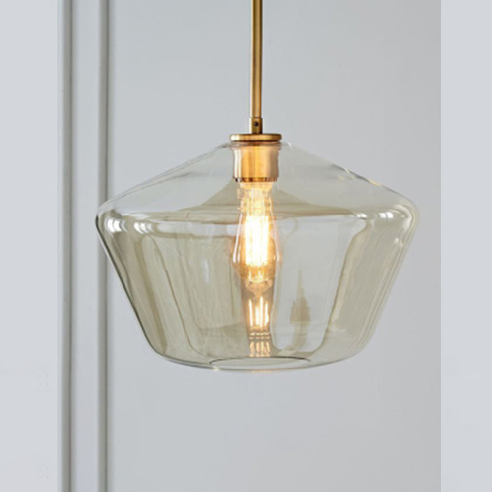 June Pendant Light Glass, Clear/Amber Diamond shape - Neutral Decor