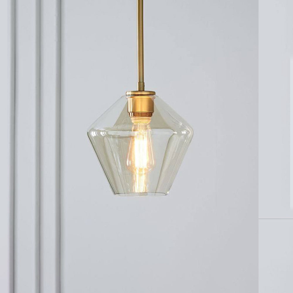 June Pendant Light Glass, Clear/Amber Diamond shape - Neutral Decor