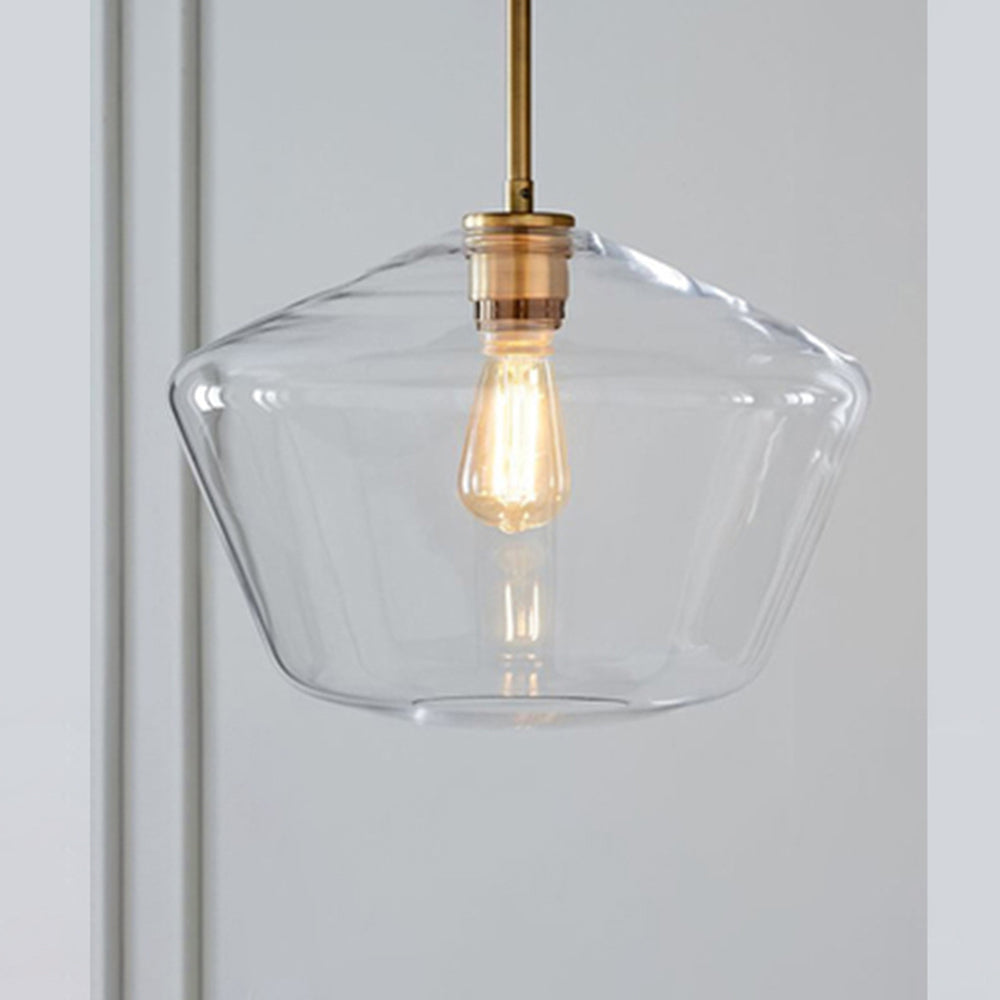 June Pendant Light Glass, Clear/Amber Diamond shape - Neutral Decor