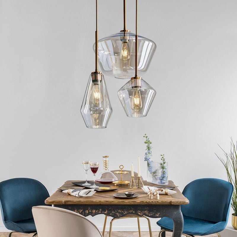 June Pendant Light Glass, Clear/Amber Diamond shape