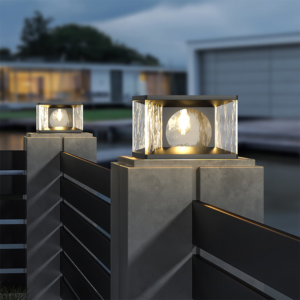 Ray Modern Transparent Rectangular Glass Outdoor Floor Lamp - Neutral Decor
