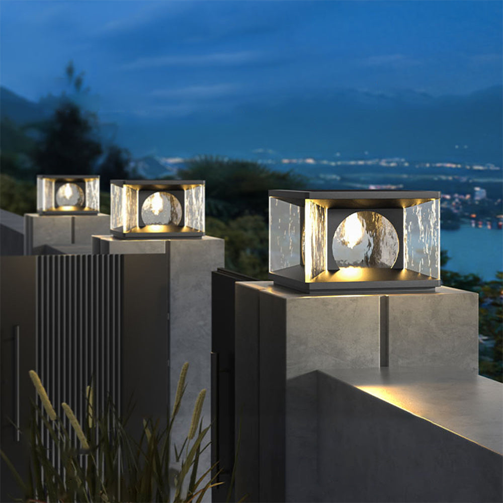 Ray Modern Transparent Rectangular Glass Outdoor Floor Lamp - Neutral Decor