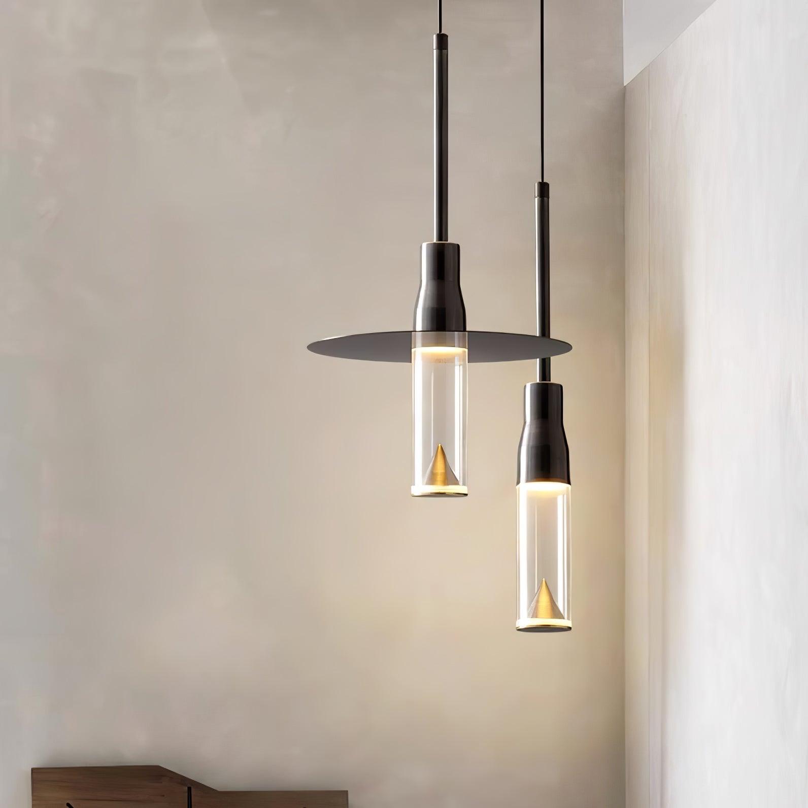 Lominex Pendant Lamp Acrylic Hat Plate Chrome Modern