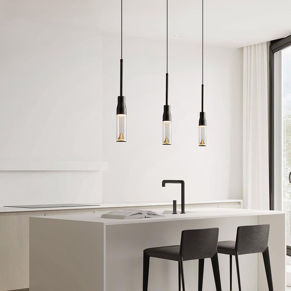 Lominex Pendant Lamp Acrylic Hat Plate Chrome Modern