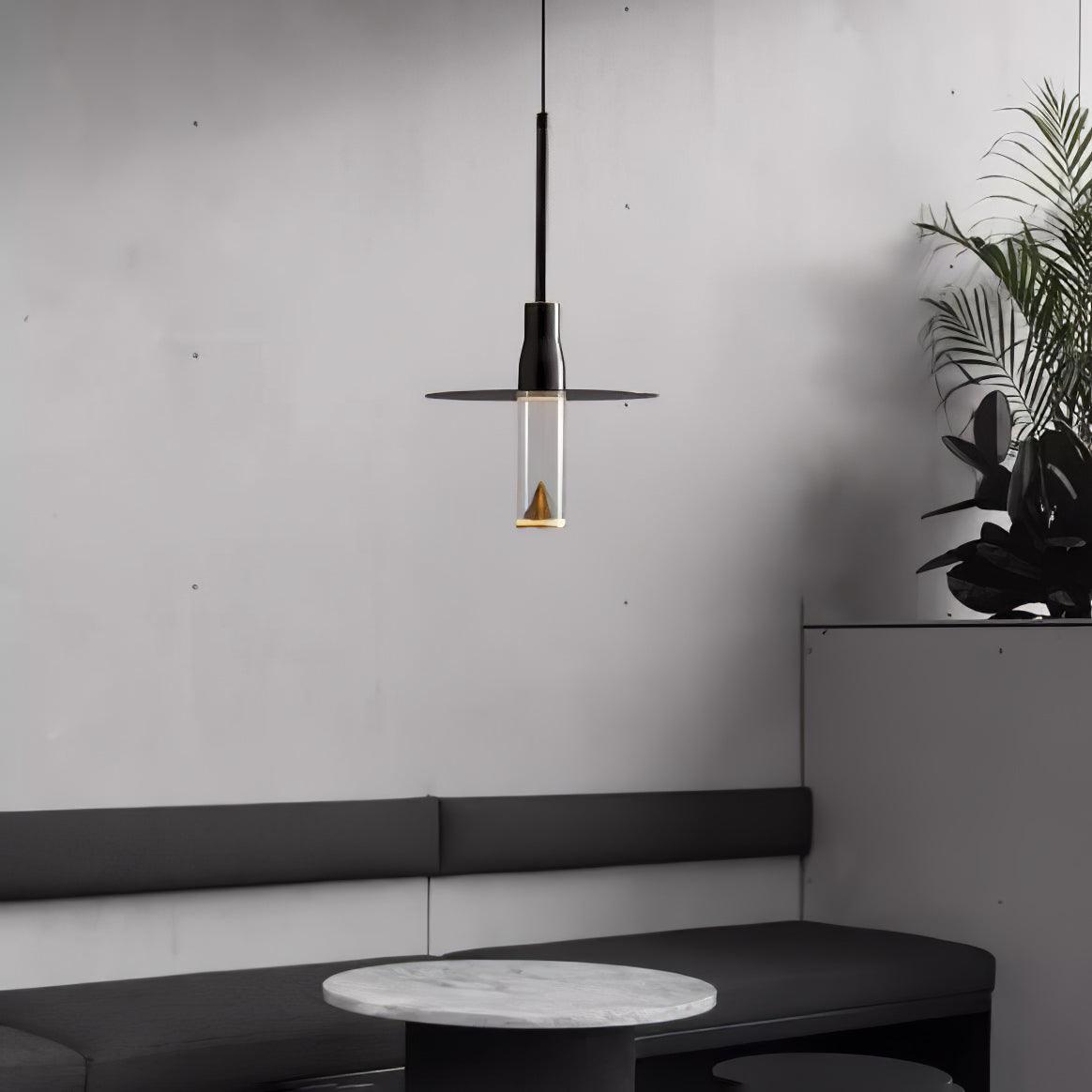 Lominex Pendant Lamp Acrylic Hat Plate Chrome Modern
