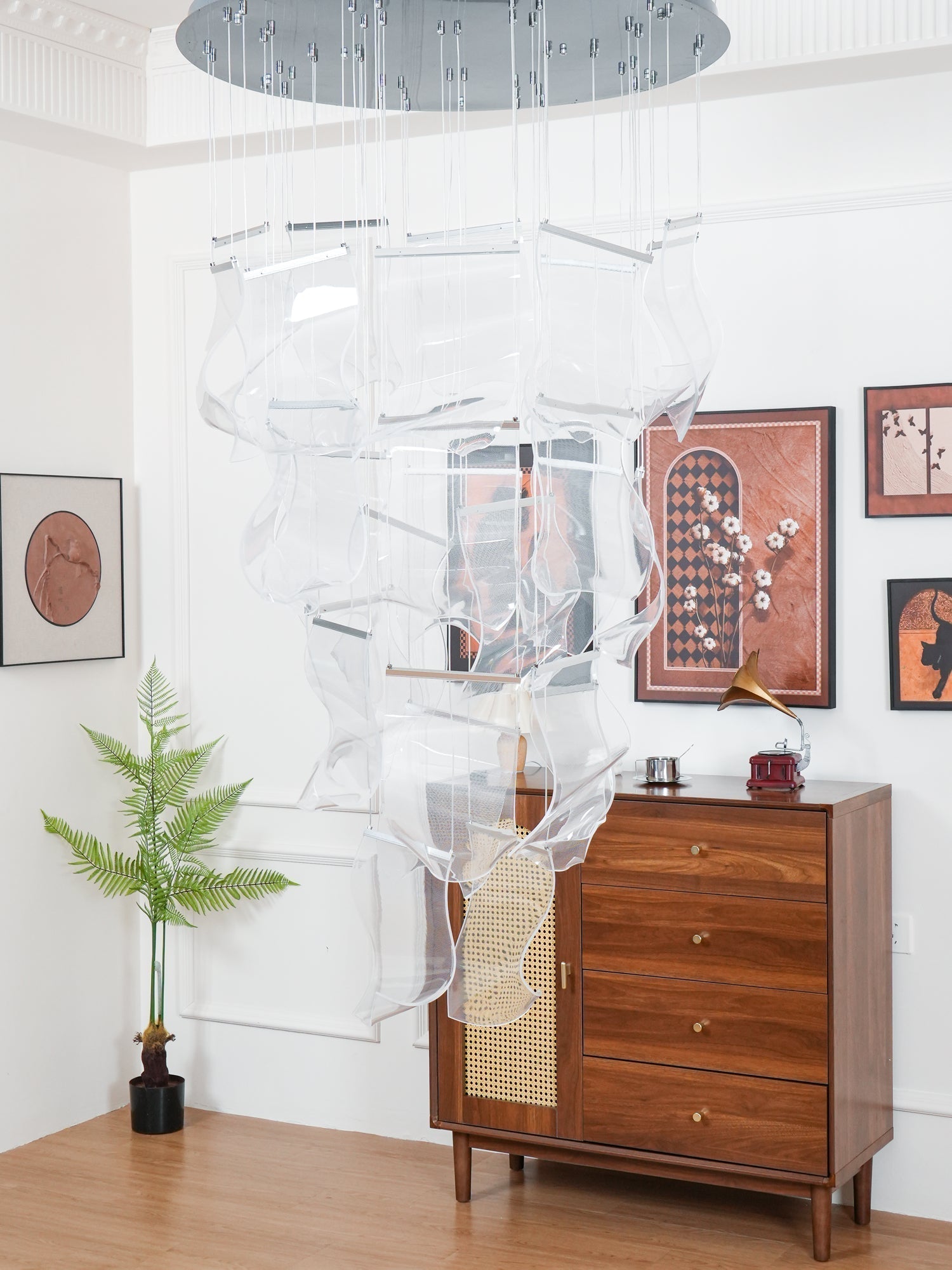 Lucuian Chandelier Acrylic LED Abstract Floating