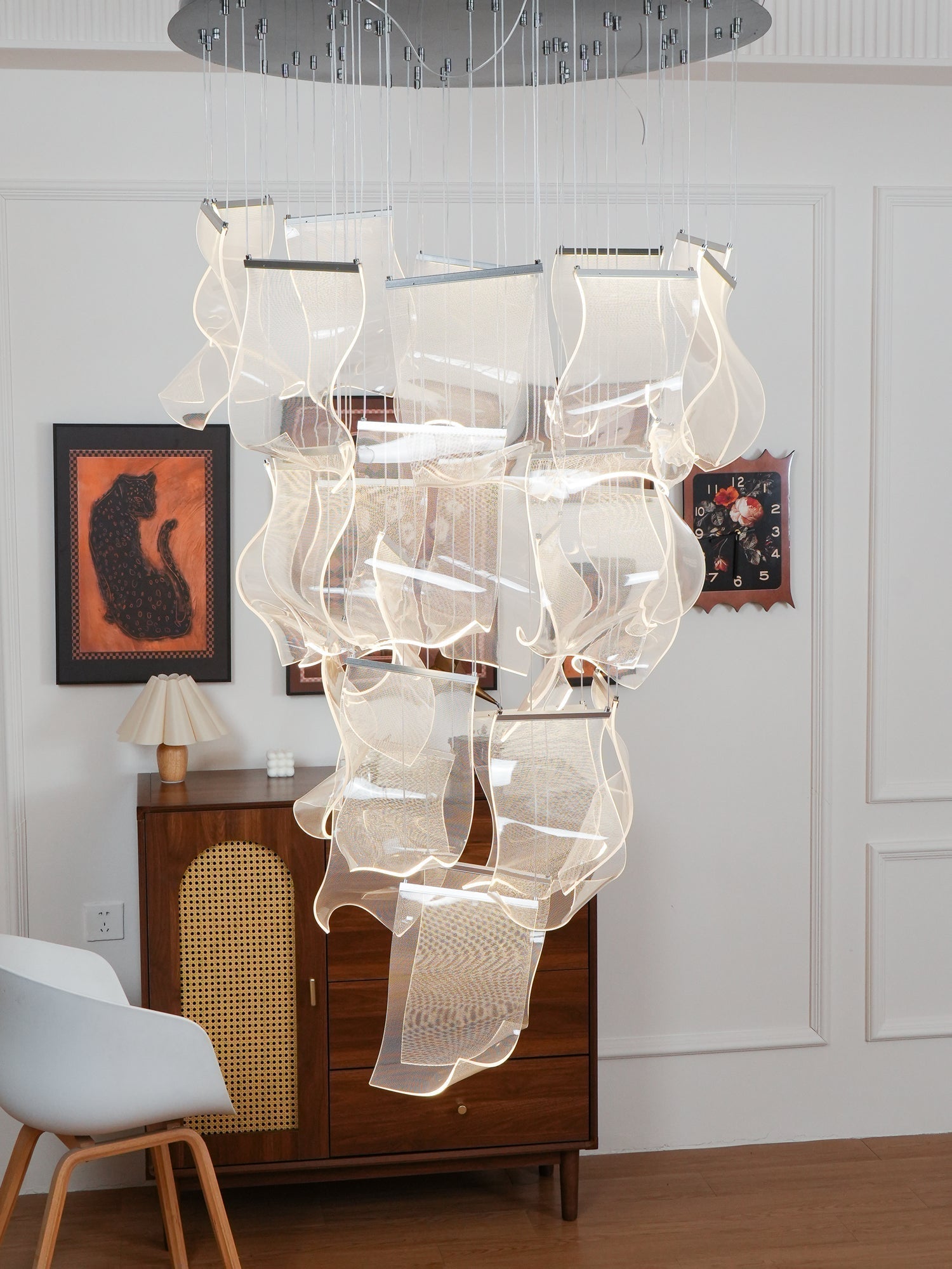 Lucuian Chandelier Acrylic LED Abstract Floating