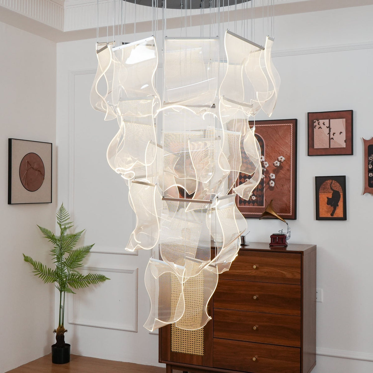 Lucuian Chandelier Acrylic LED Abstract Floating