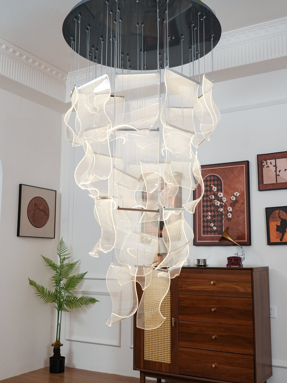 Lucuian Chandelier Acrylic LED Abstract Floating