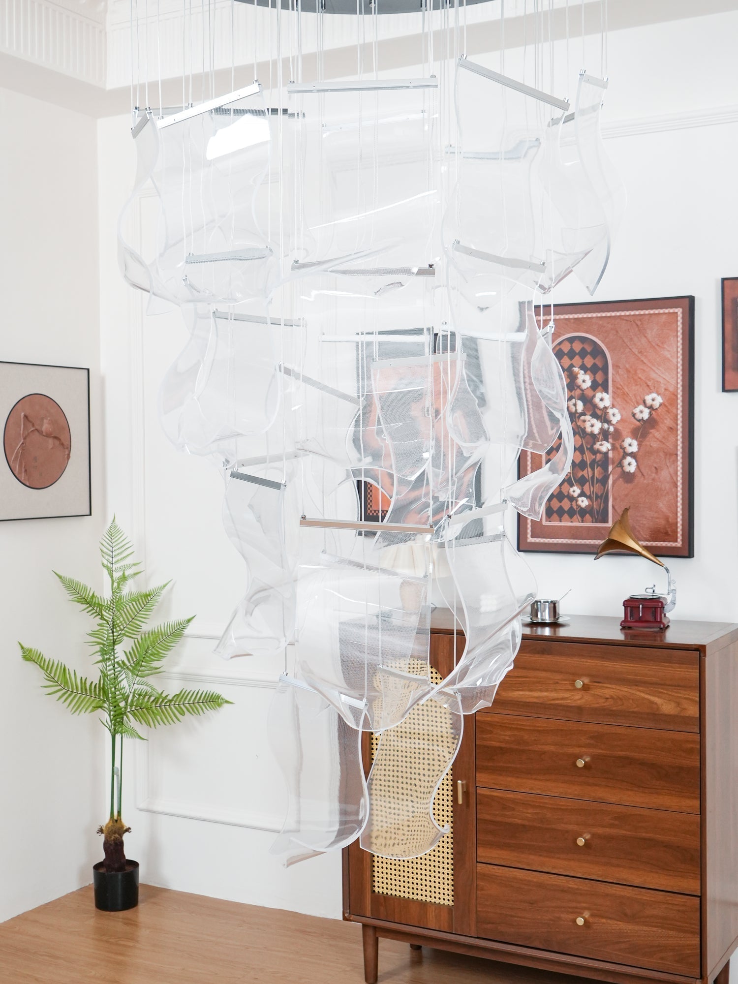 Lucuian Chandelier Acrylic LED Abstract Floating