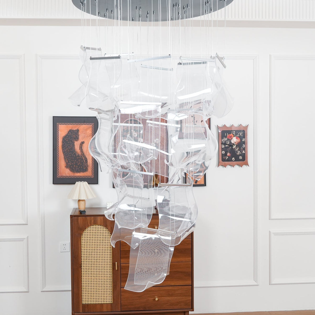 Lucuian Chandelier Acrylic LED Abstract Floating