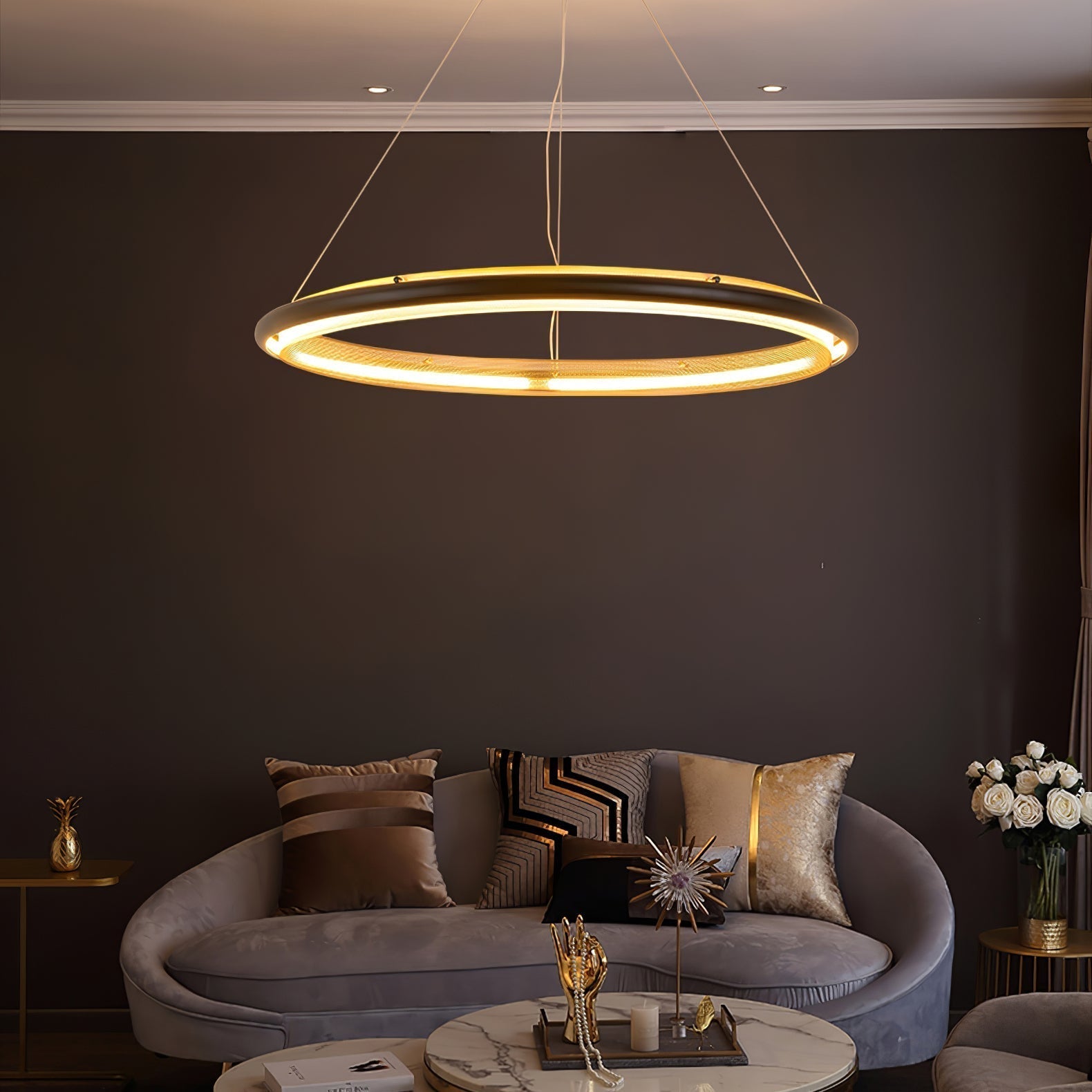 Erveliel Modern Minimalist LED Round Chandelier