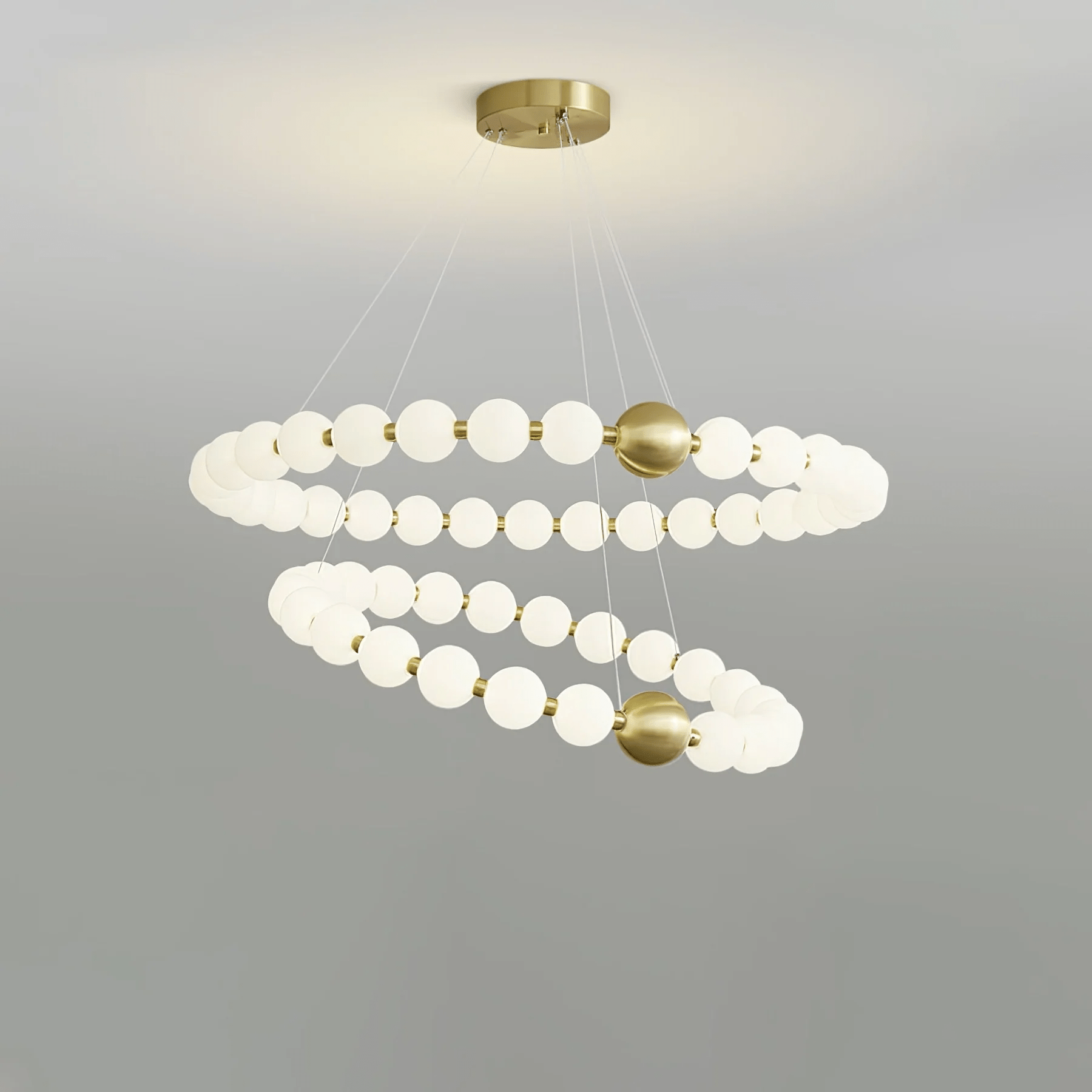 Cetalan Elegance Art Pearls Plastic Chandelier - Neutral Decor