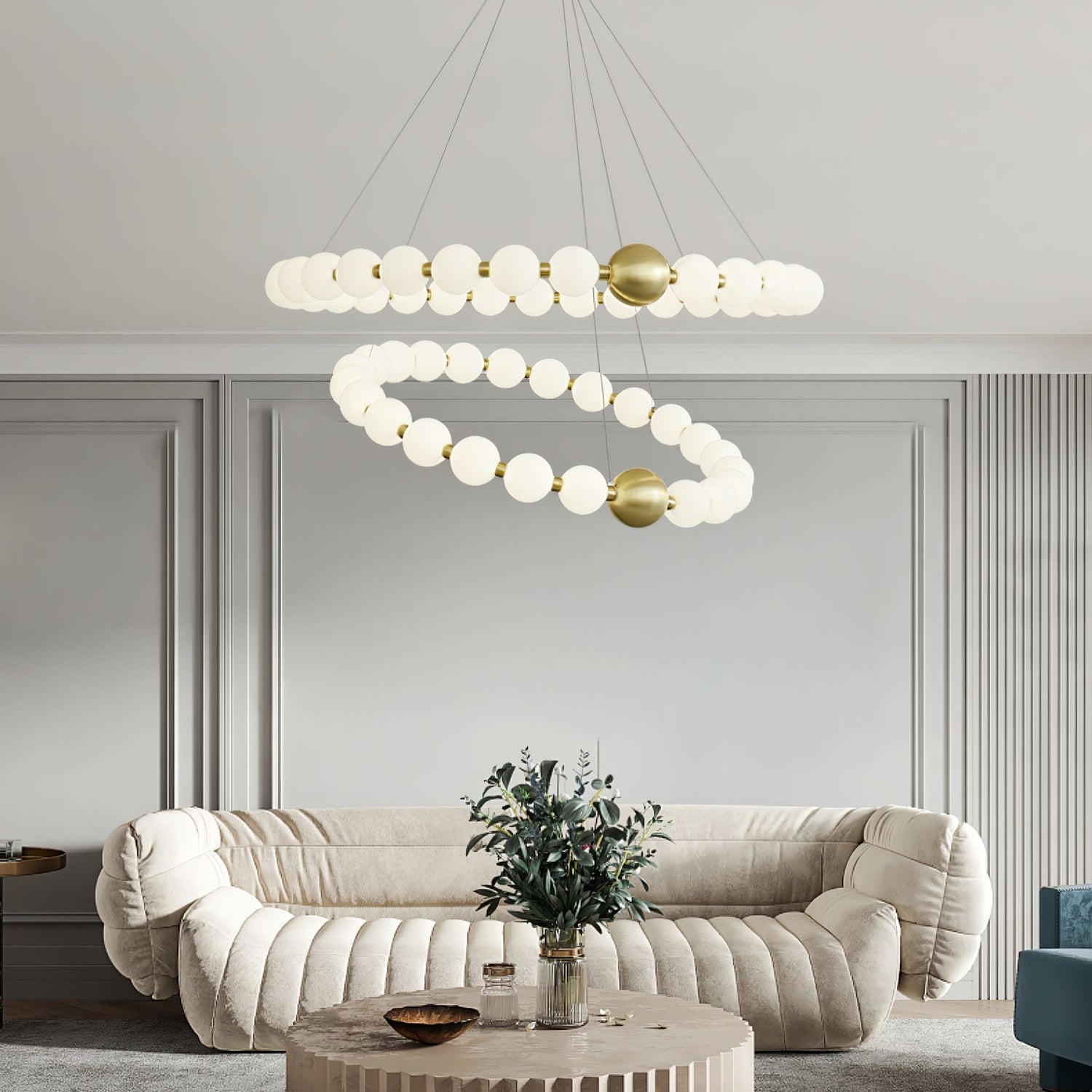 Cetalan Elegance Art Pearls Plastic Chandelier - Neutral Decor