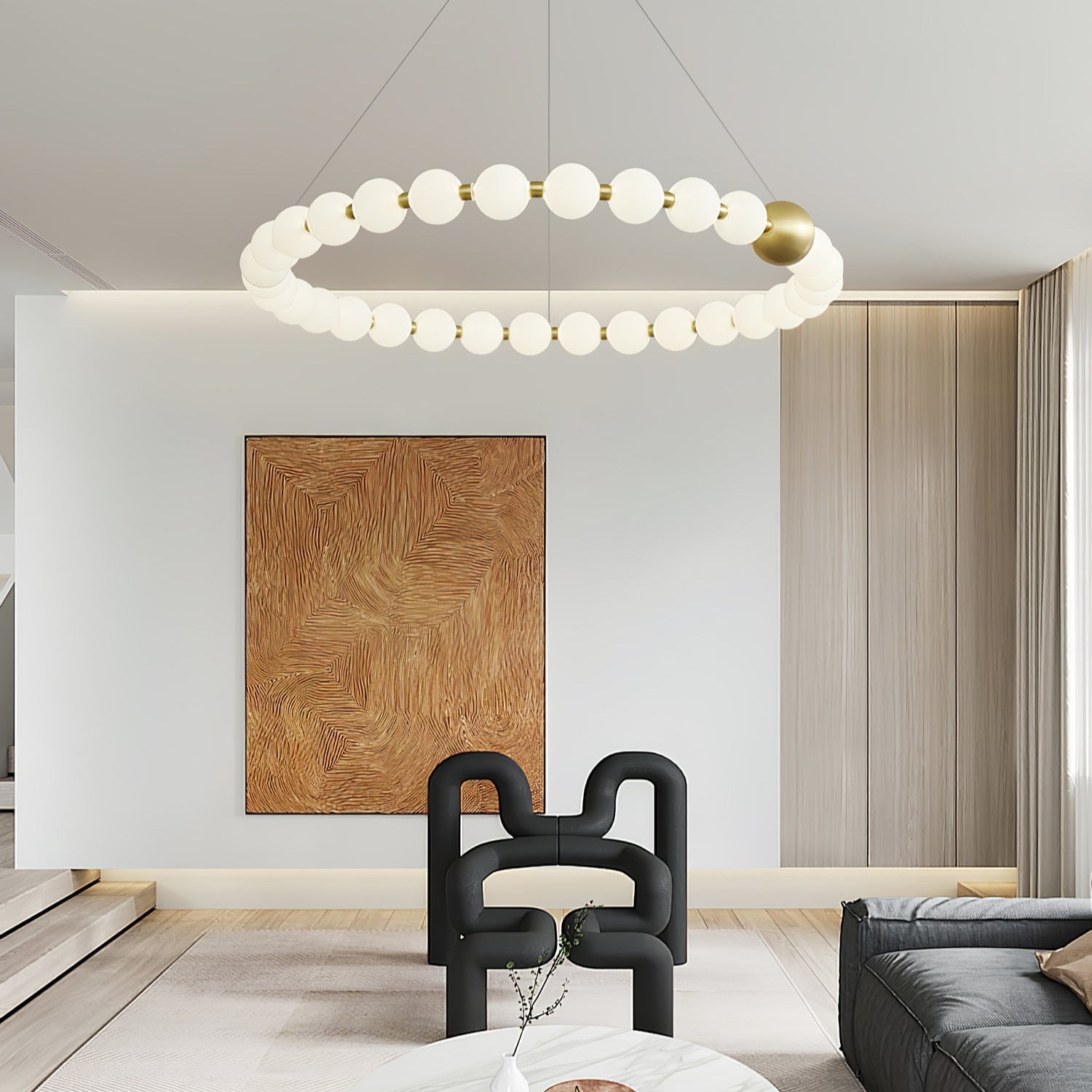 Cetalan Elegance Art Pearls Plastic Chandelier - Neutral Decor