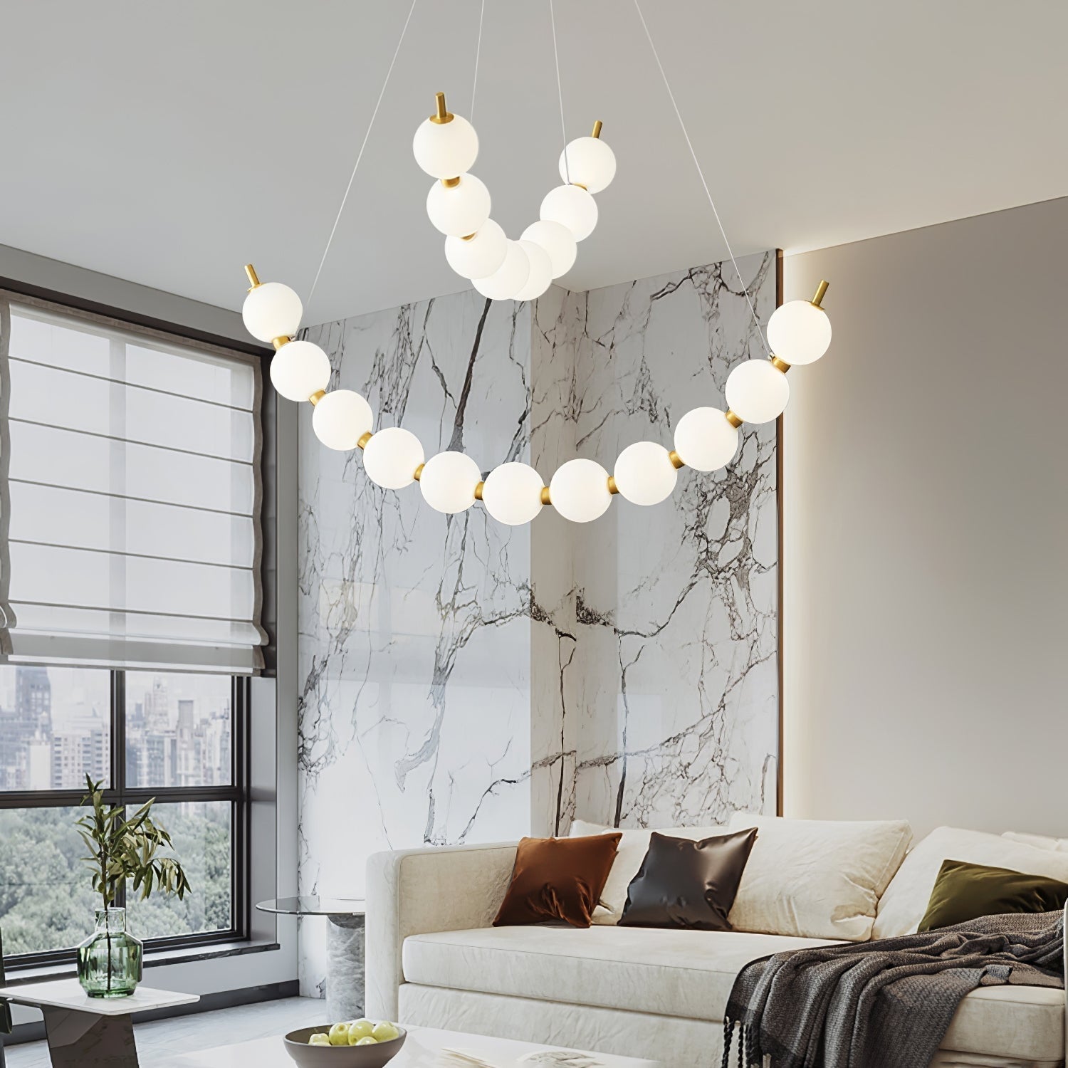 Cetalan Elegance Art Pearls Plastic Chandelier - Neutral Decor