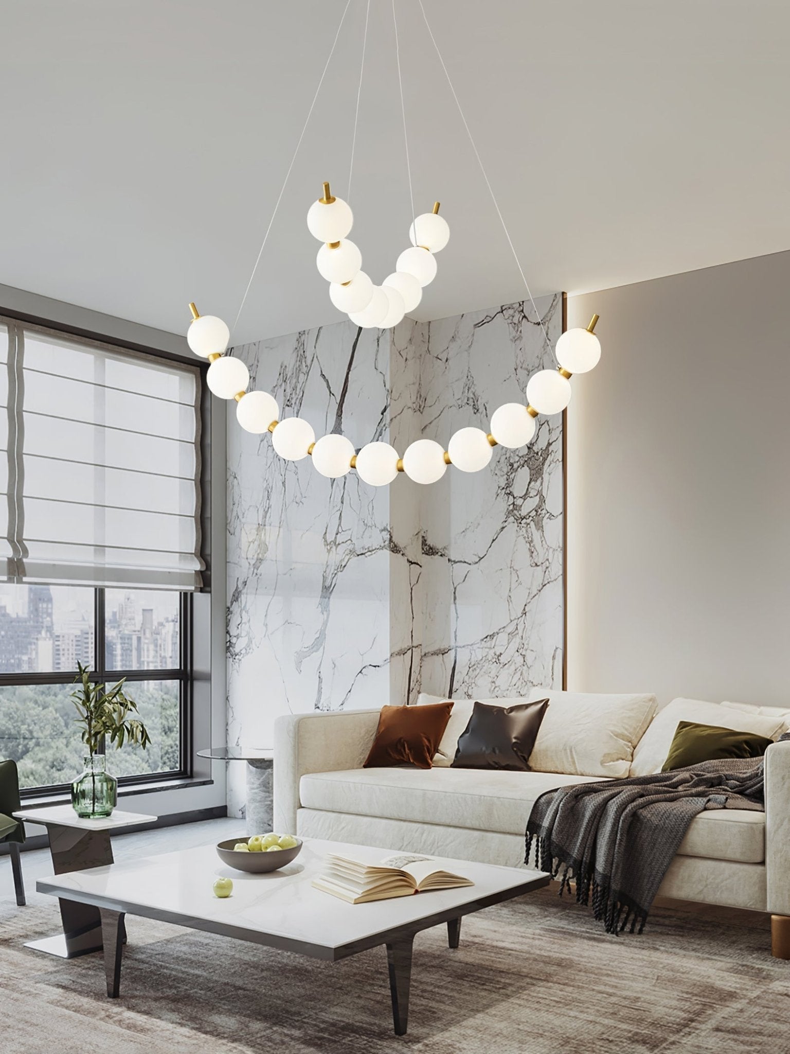 Cetalan Elegance Art Pearls Plastic Chandelier - Neutral Decor