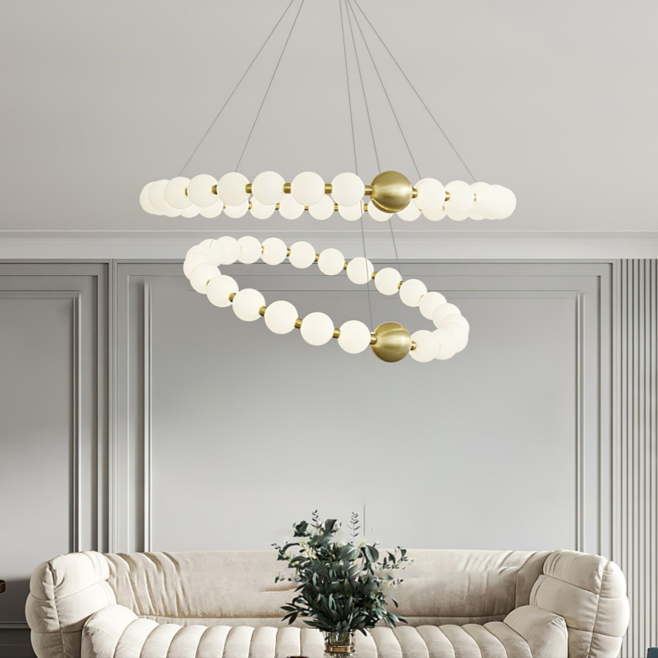Cetalan Elegance Art Pearls Plastic Chandelier - Neutral Decor