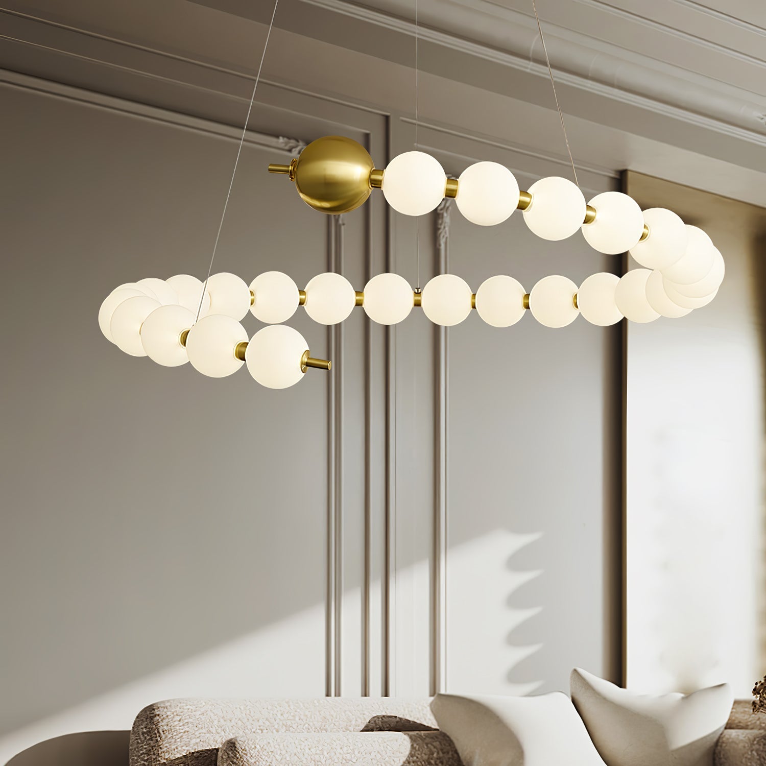 Cetalan Elegance Art Pearls Plastic Chandelier - Neutral Decor