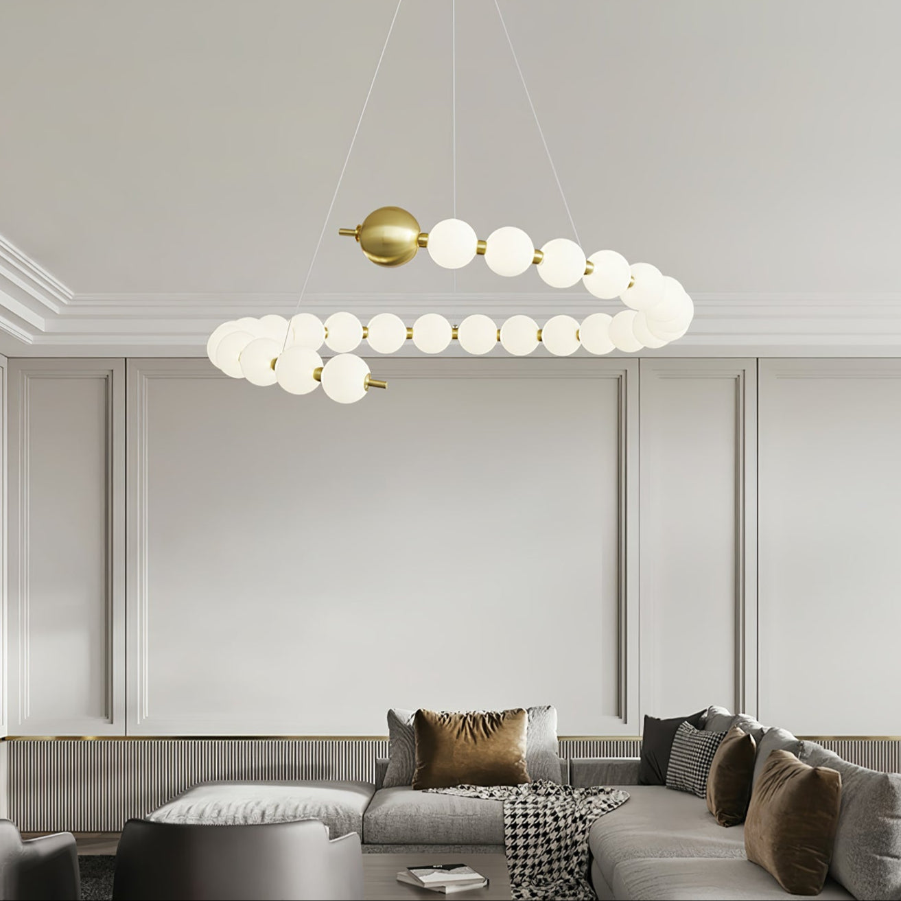 Cetalan Elegance Art Pearls Plastic Chandelier - Neutral Decor