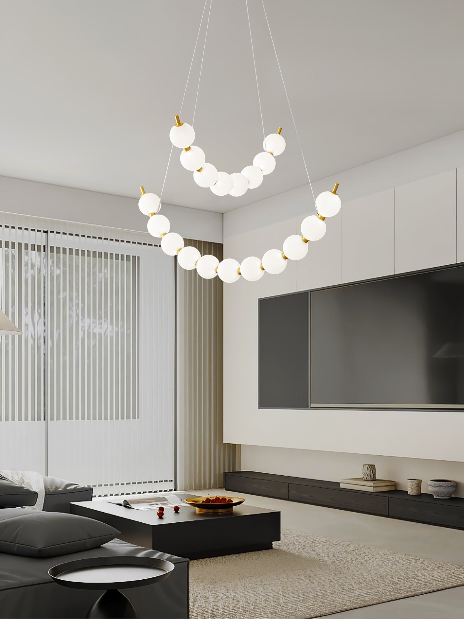 Cetalan Elegance Art Pearls Plastic Chandelier - Neutral Decor