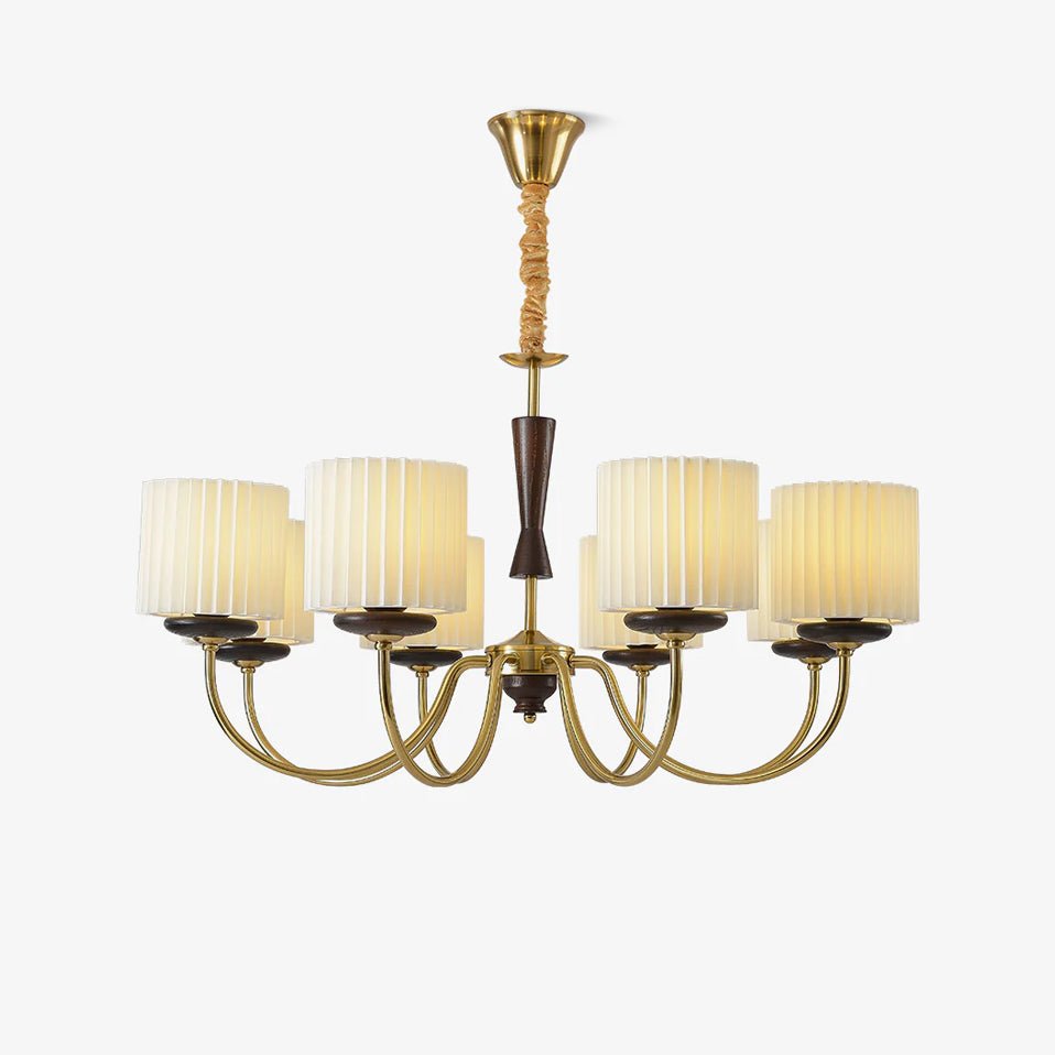 Corviel Chandelier Brass Fabric Pleated Shades