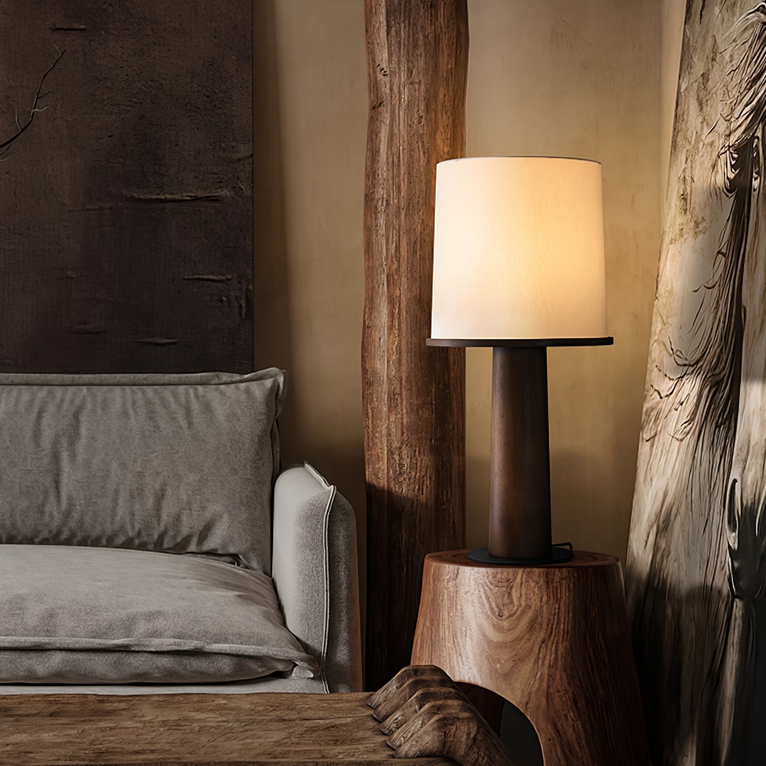Rinirielle Wood Fabric Contemporary Table Lamp