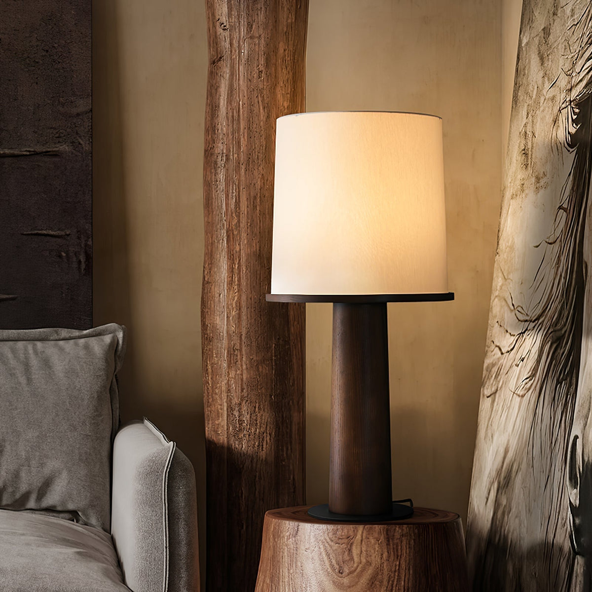 Rinirielle Wood Fabric Contemporary Table Lamp
