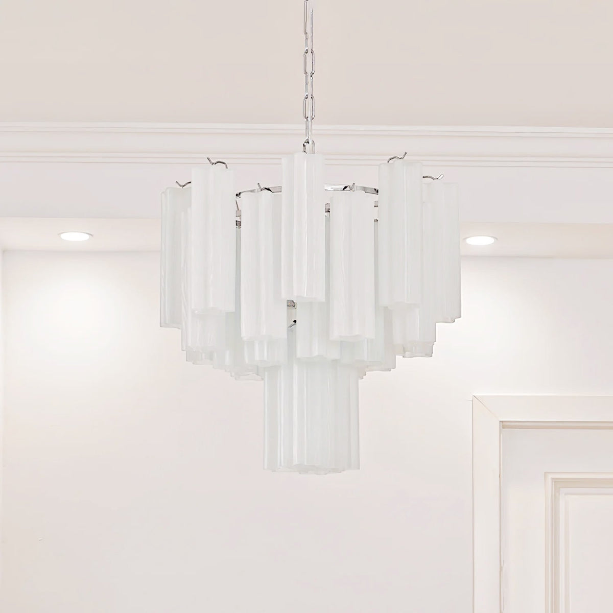 Bryndel Chandelier White Layered Tube