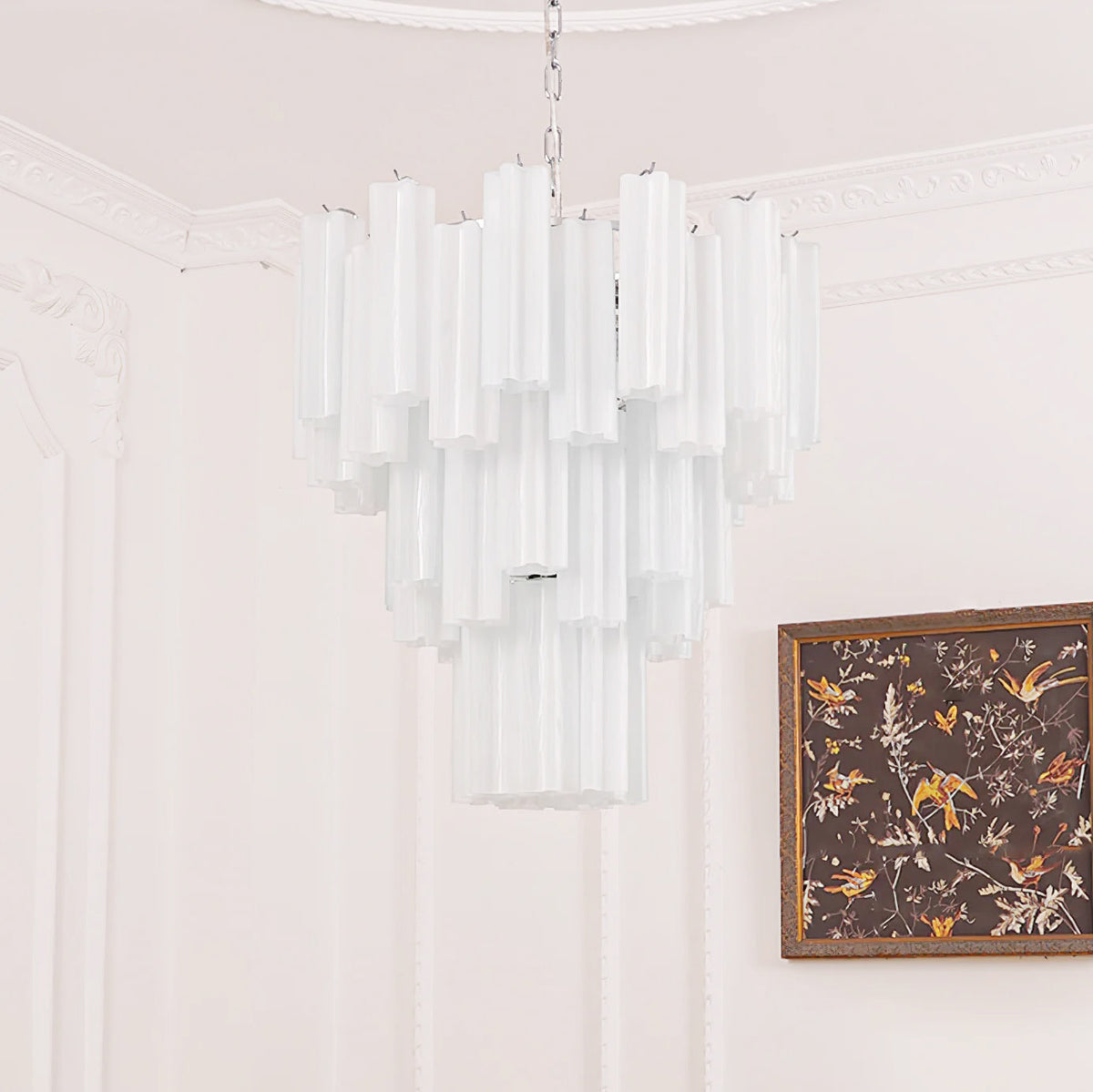 Bryndel Chandelier White Layered Tube