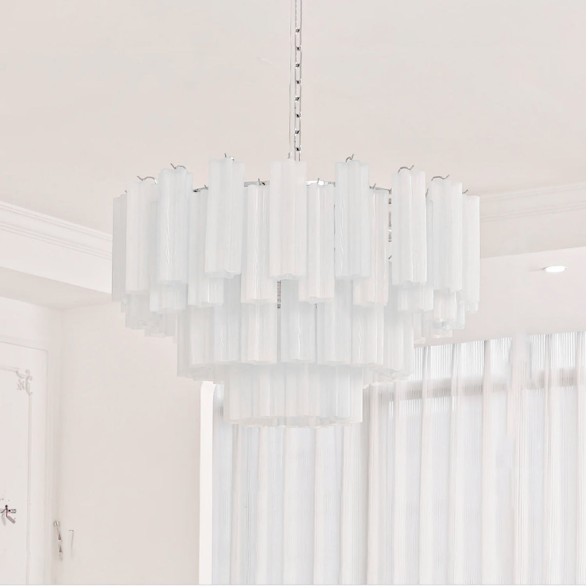 Bryndel Chandelier White Layered Tube