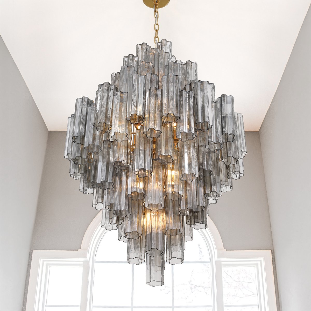 Eirorelle Diamond Chandelier Glass Tube Layered Amber