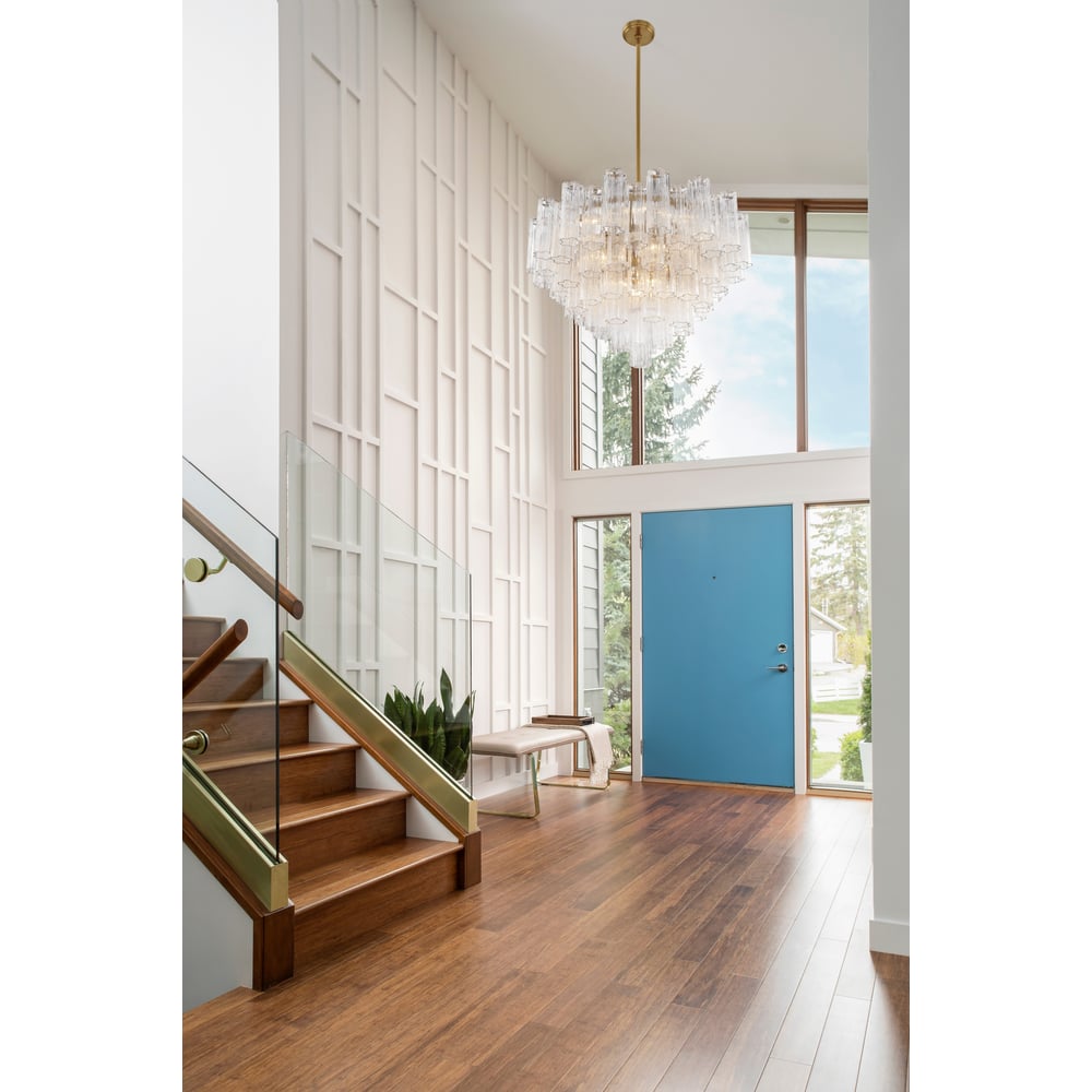 Namo Murano Chandelier Glass Tube Layered Amber