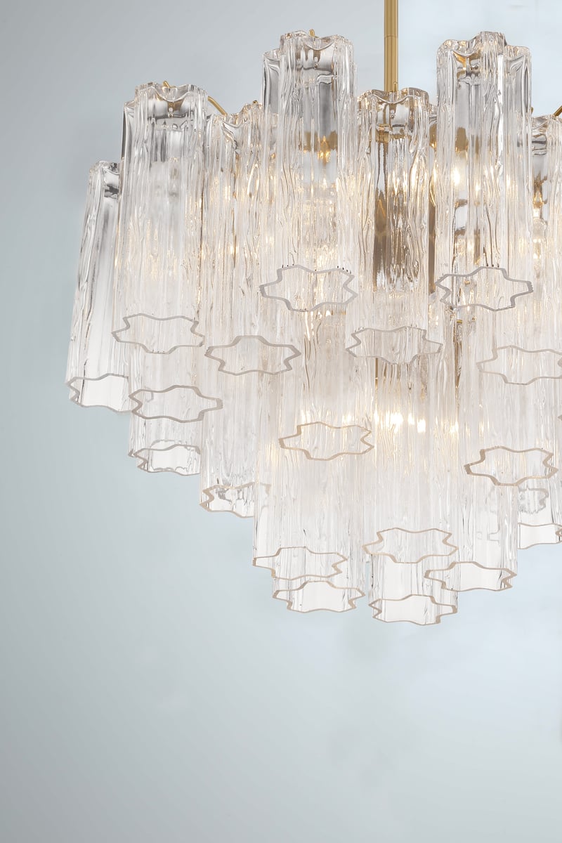 Namo Murano Chandelier Glass Tube Layered Amber