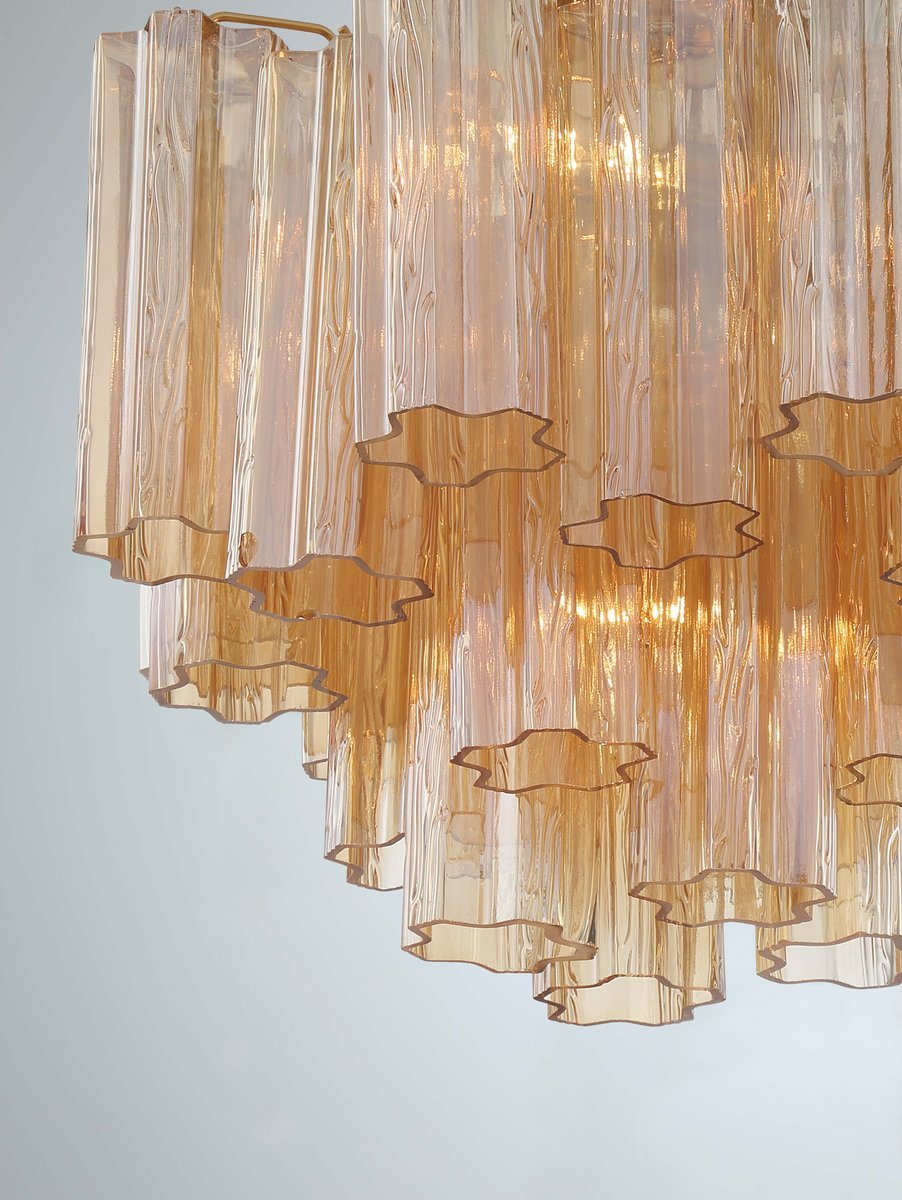 Namo Murano Chandelier Glass Tube Layered Amber