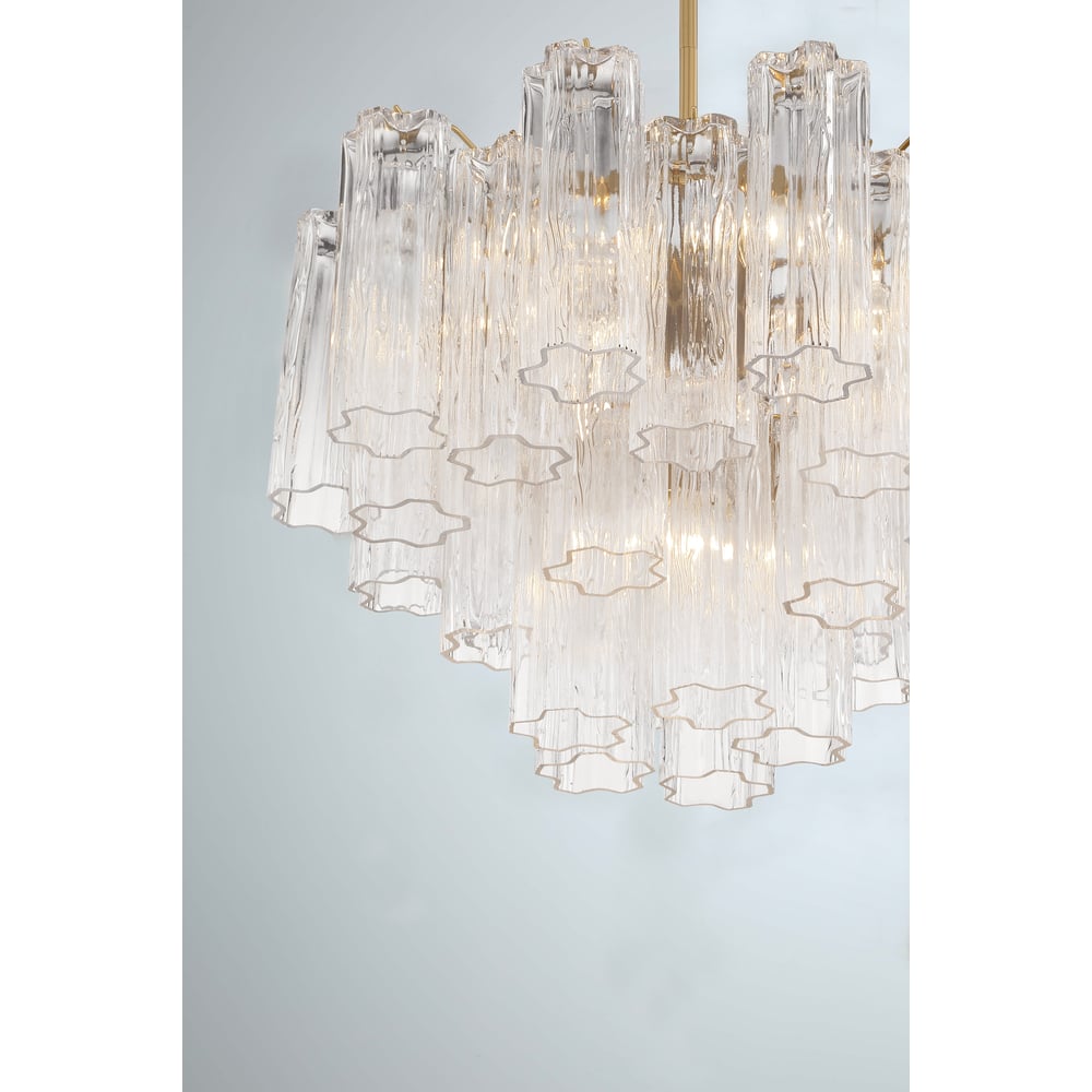 Namo Murano Chandelier Glass Tube Layered Amber