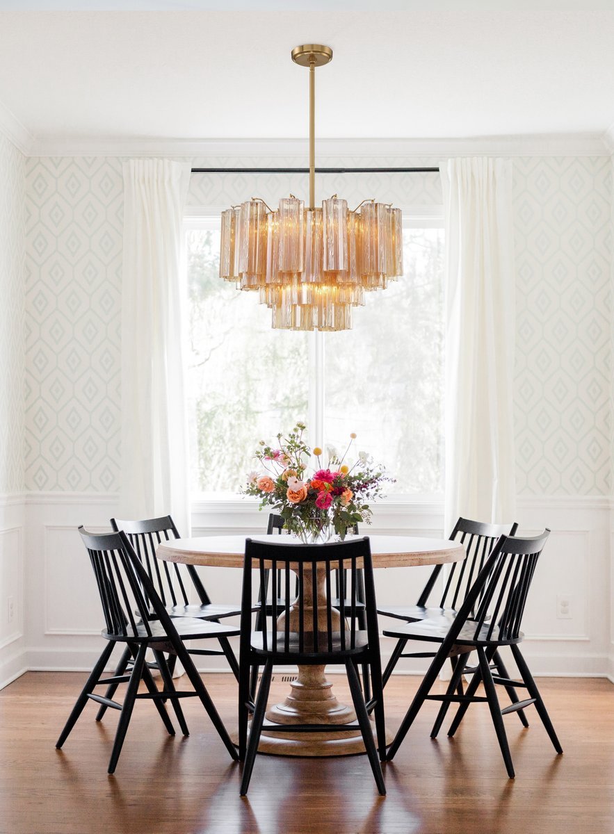 Namo Murano Chandelier Glass Tube Layered Amber
