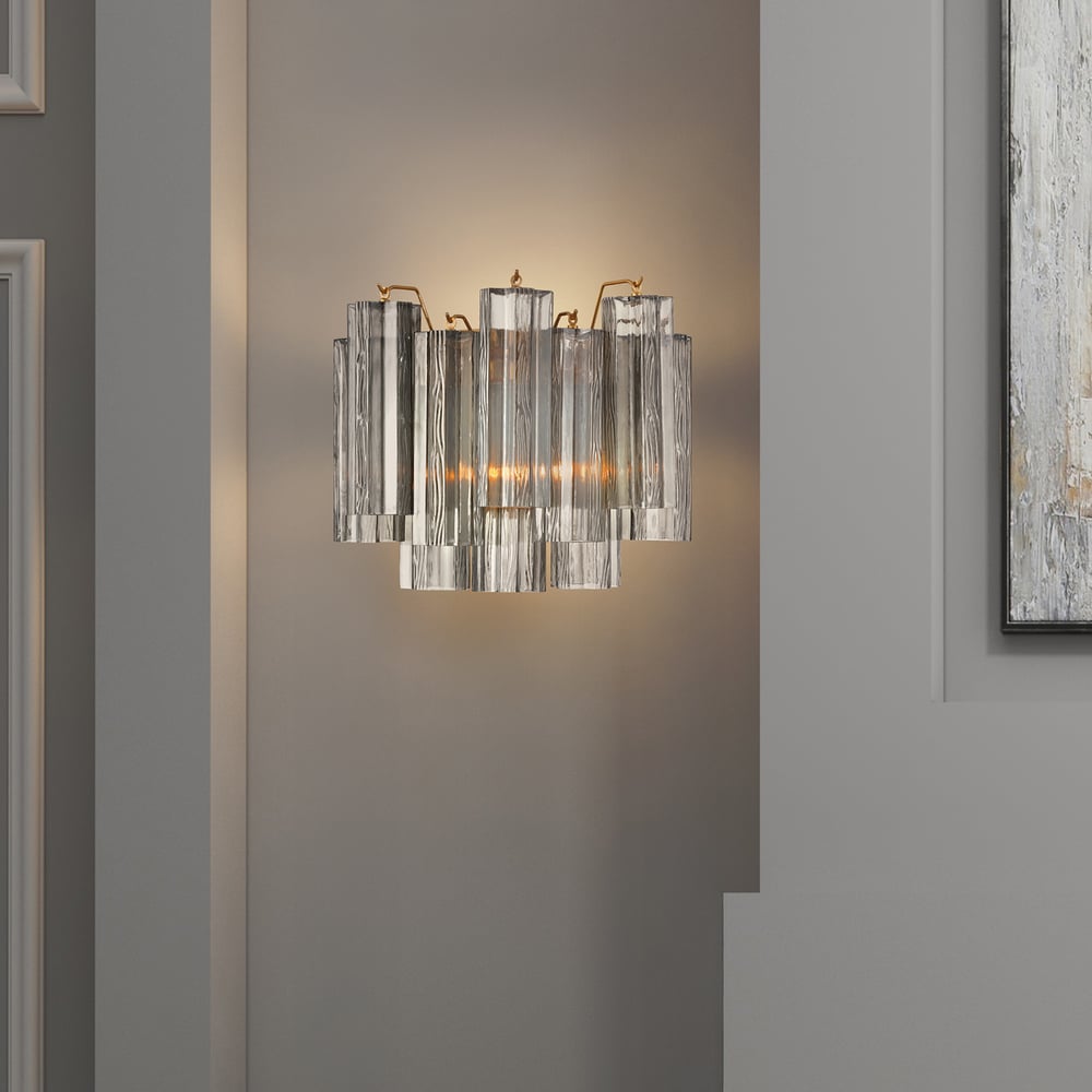 Ravo Wall Light Tronchi Glass Tube Tiered Amber Modern