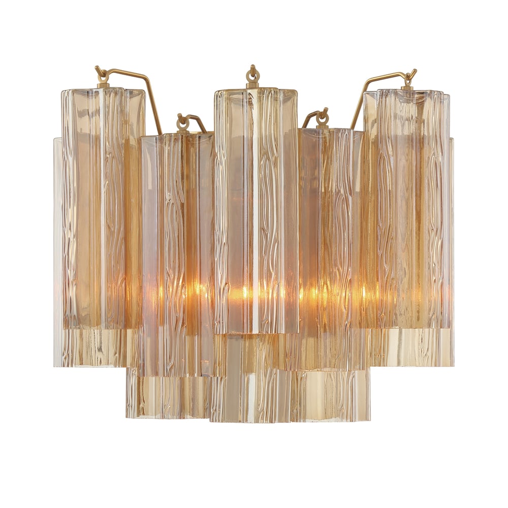 Ravo Wall Light Tronchi Glass Tube Tiered Amber Modern