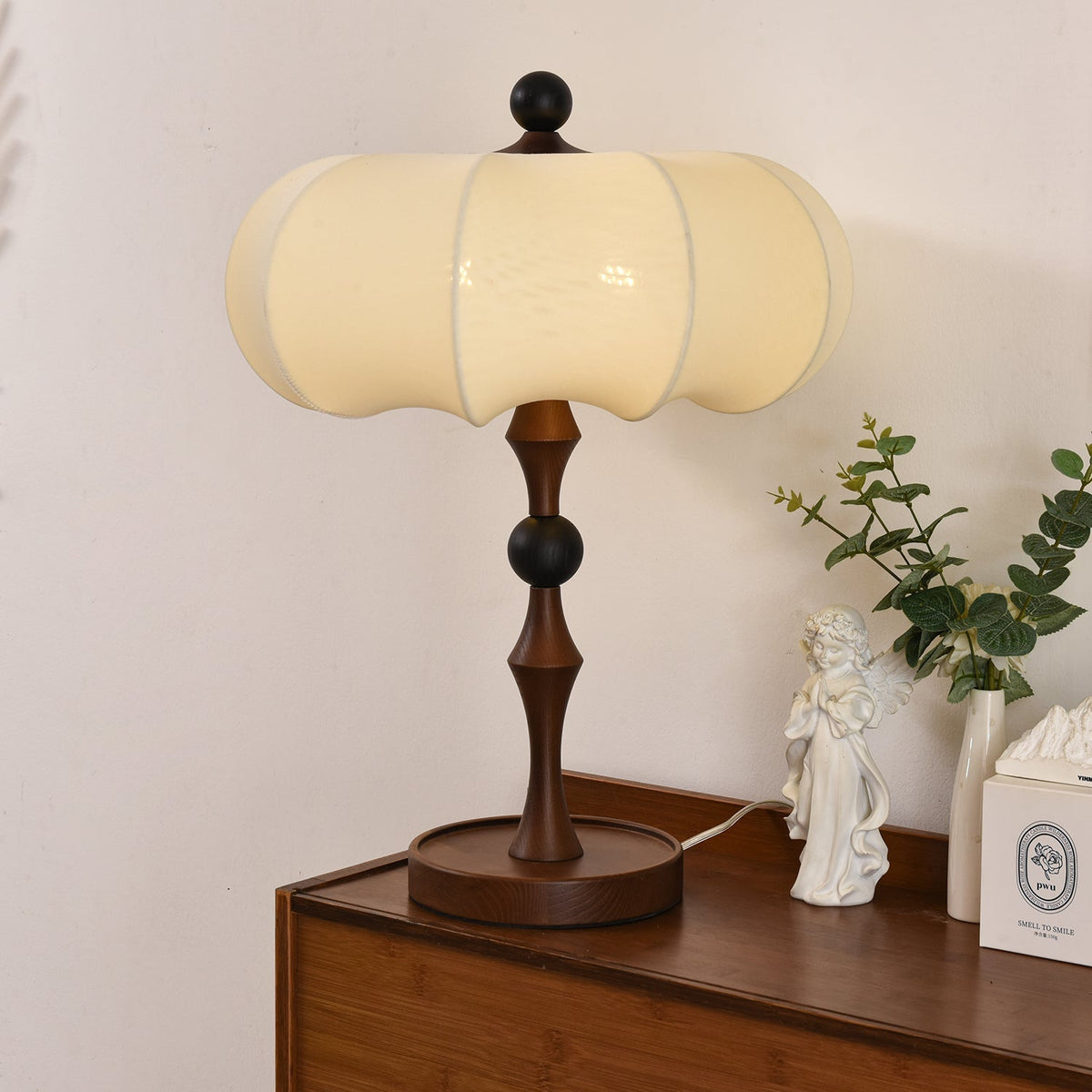 Lumae Wood & Fabric Retro Table Lamp