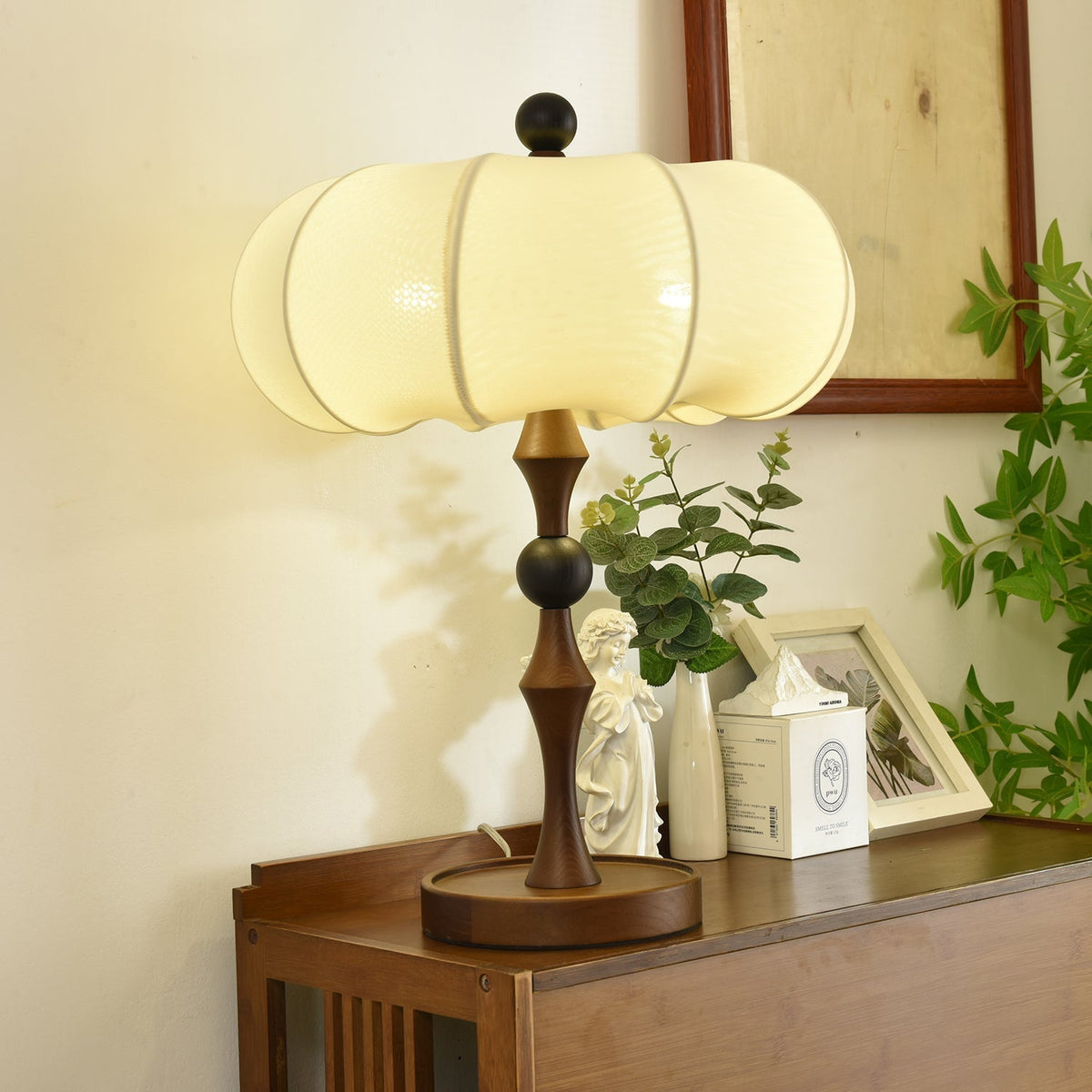 Lumae Wood & Fabric Retro Table Lamp