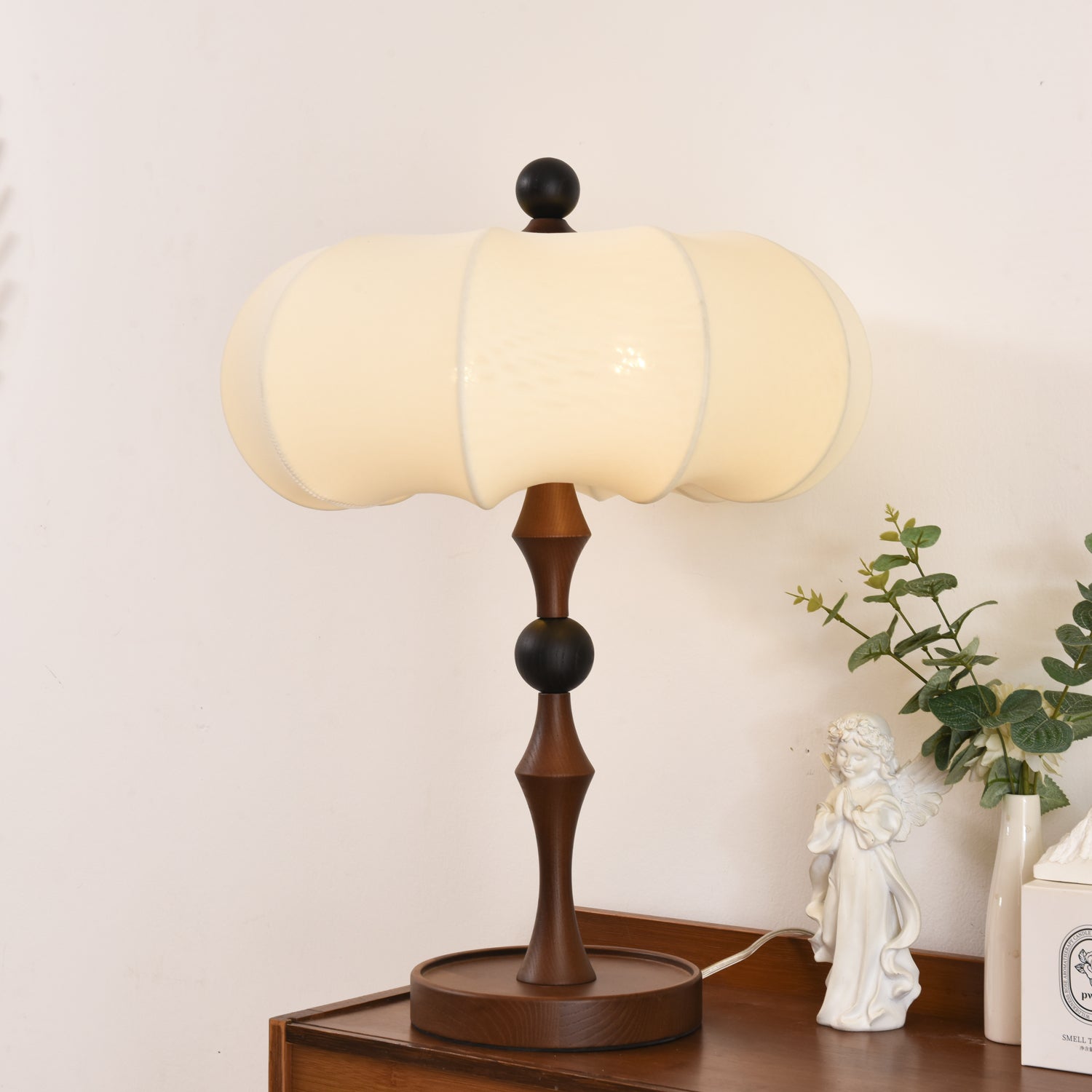 Lumae Wood & Fabric Retro Table Lamp