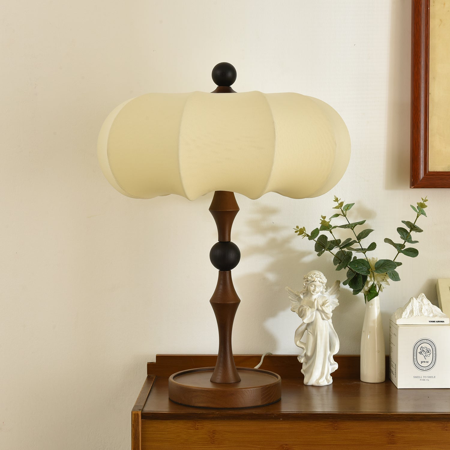 Lumae Wood & Fabric Retro Table Lamp