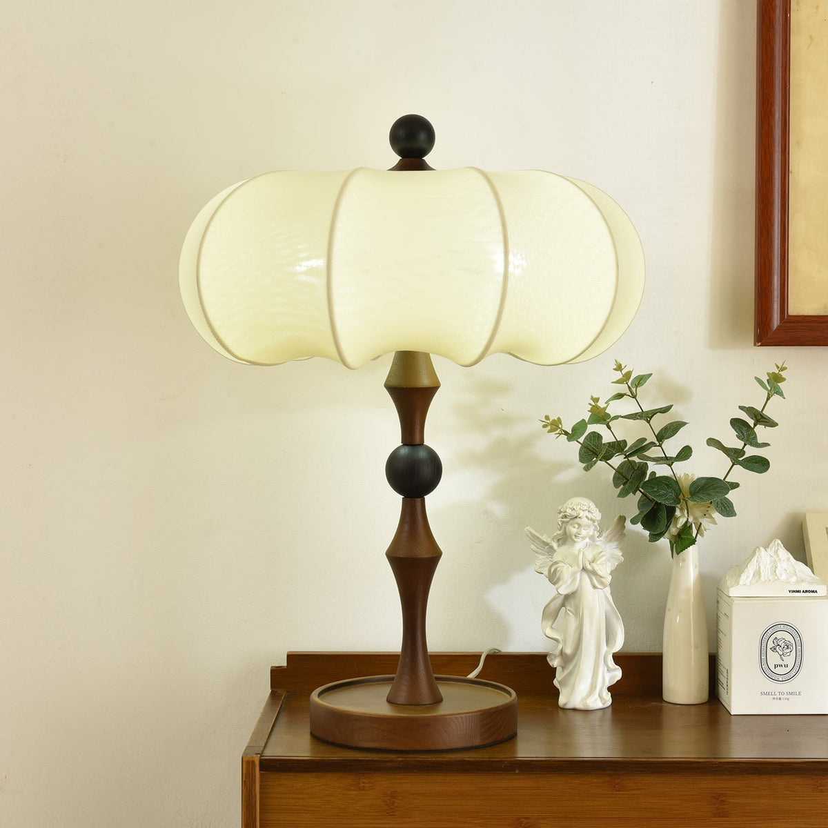 Lumae Wood & Fabric Retro Table Lamp