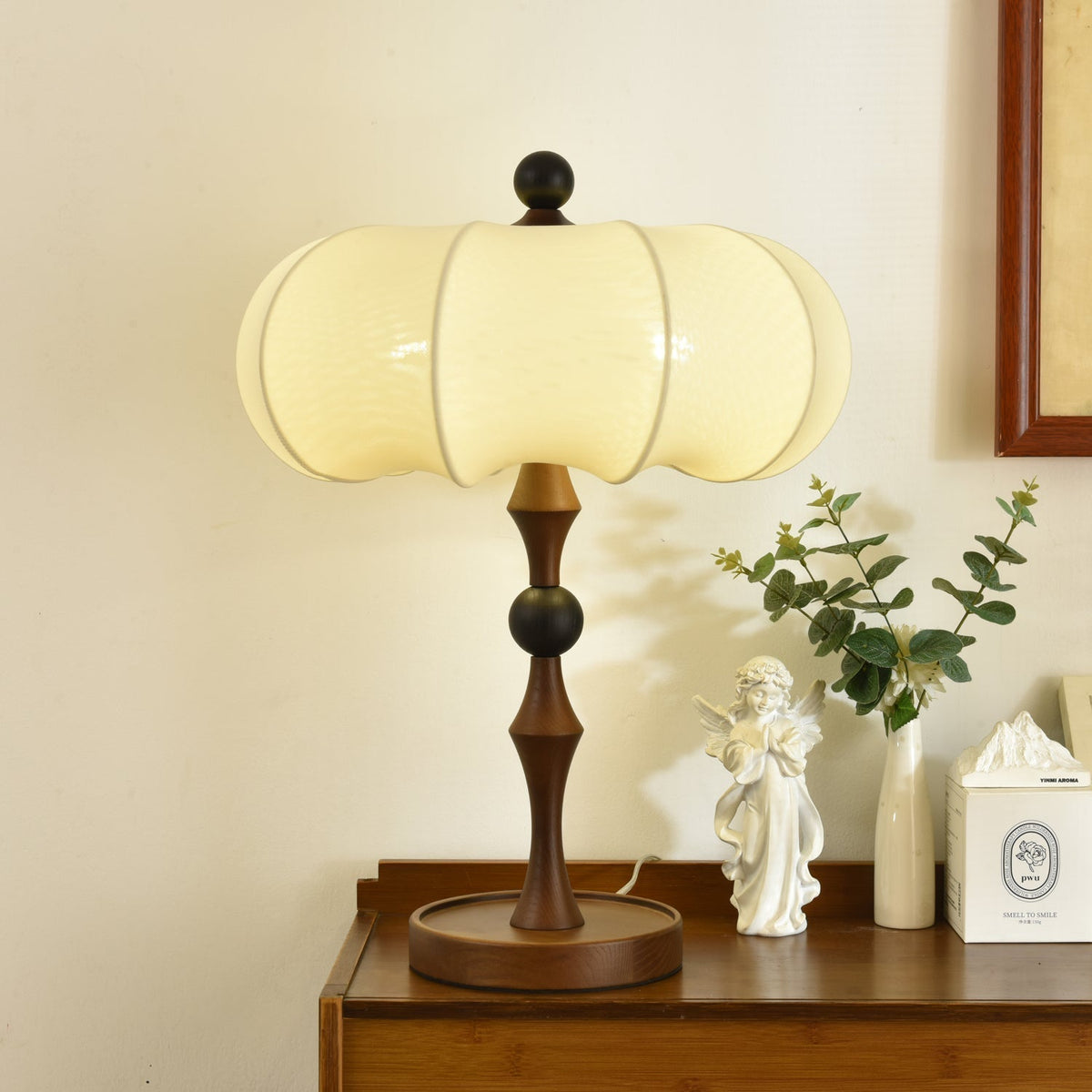 Lumae Wood & Fabric Retro Table Lamp