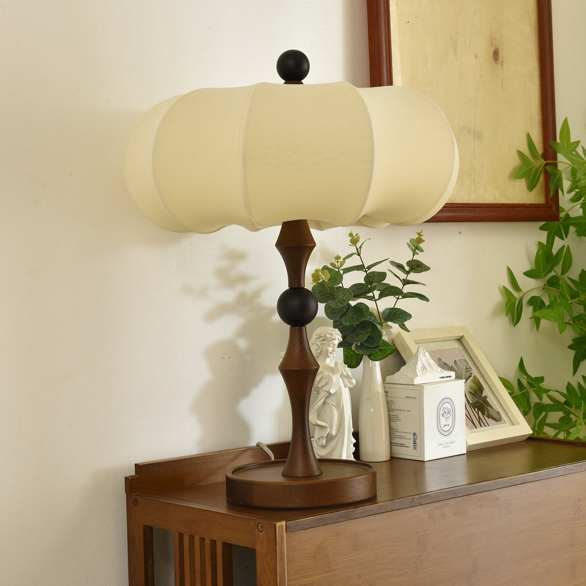 Lumae Wood & Fabric Retro Table Lamp