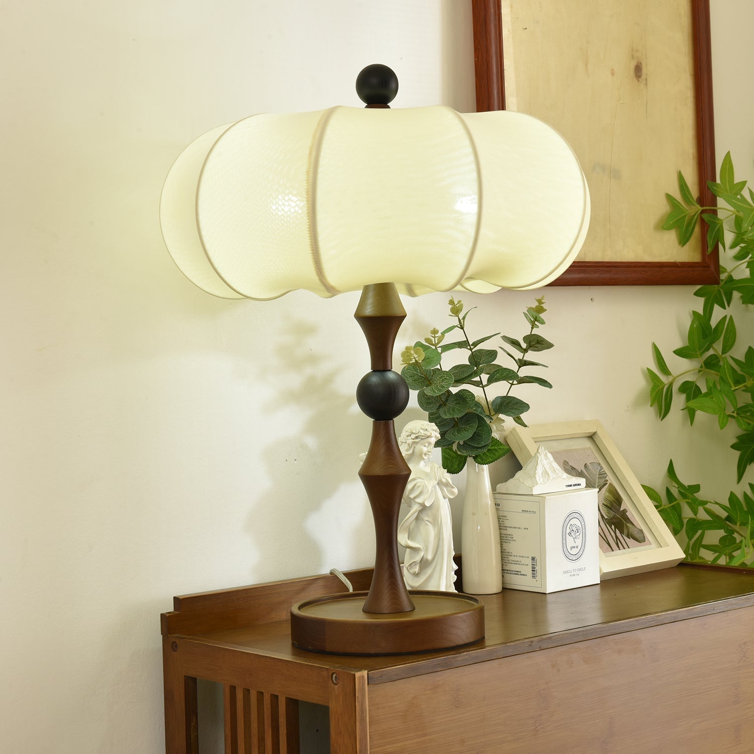 Lumae Wood & Fabric Retro Table Lamp