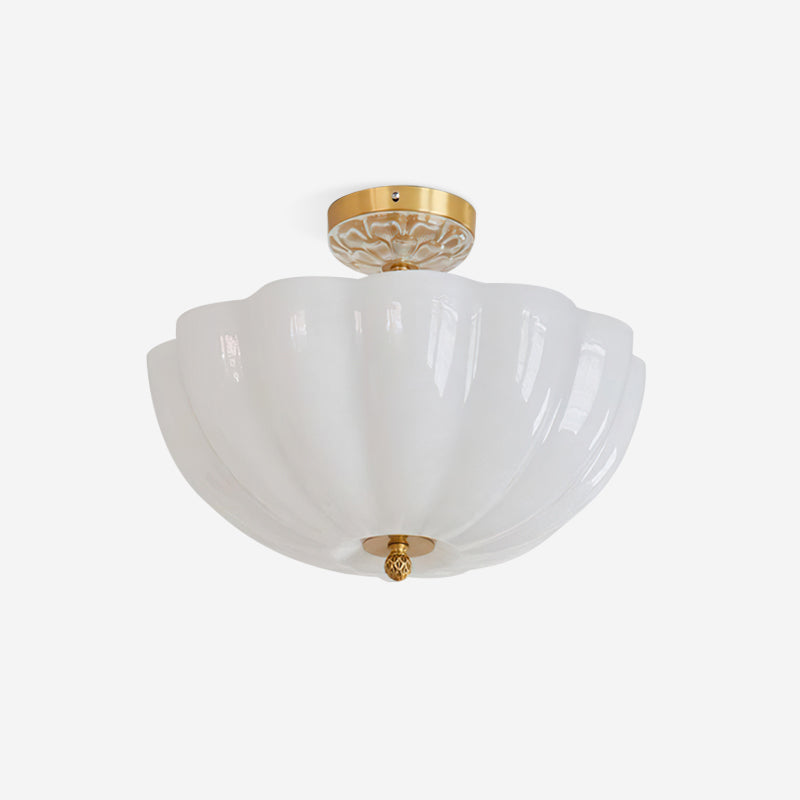 Ceiling Light Brass and Glass with Elegant Petal Silhouette Modern - Neutral Decor